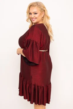 Polski Czerwona Sukienka błyszcząca STERI