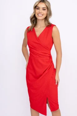 Włoski Czerwona Sukienka błyszcząca FEMENI