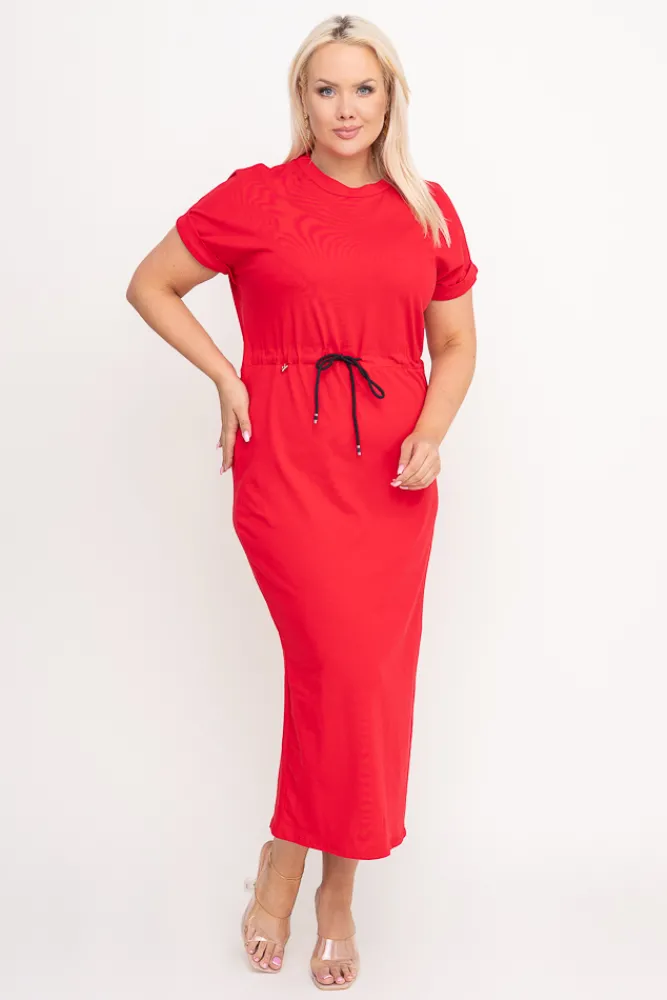 Włoski Czerwona Sukienka dresowa GALENY