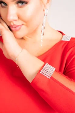 Włoski Czerwona Sukienka DRETEGIO