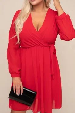 Włoski Czerwona Sukienka Elegancka PERLA