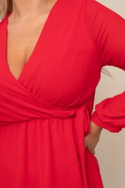 Włoski Czerwona Sukienka Elegancka PERLA