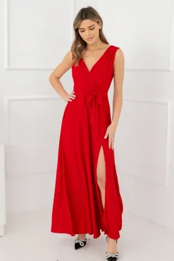 Polski Czerwona Sukienka FIANCO Maxi