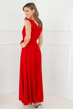 Polski Czerwona Sukienka FIANCO Maxi