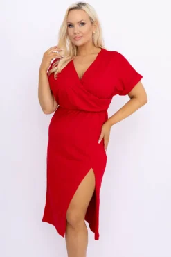 Włoski Czerwona Sukienka KENEZI