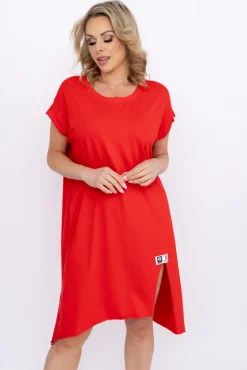 Włoski Czerwona Sukienka LUKRIZO