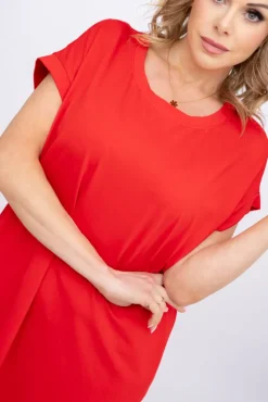 Włoski Czerwona Sukienka LUKRIZO