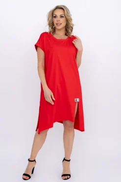 Włoski Czerwona Sukienka LUKRIZO