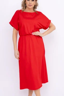 Włoski Czerwona Sukienka MARISTA