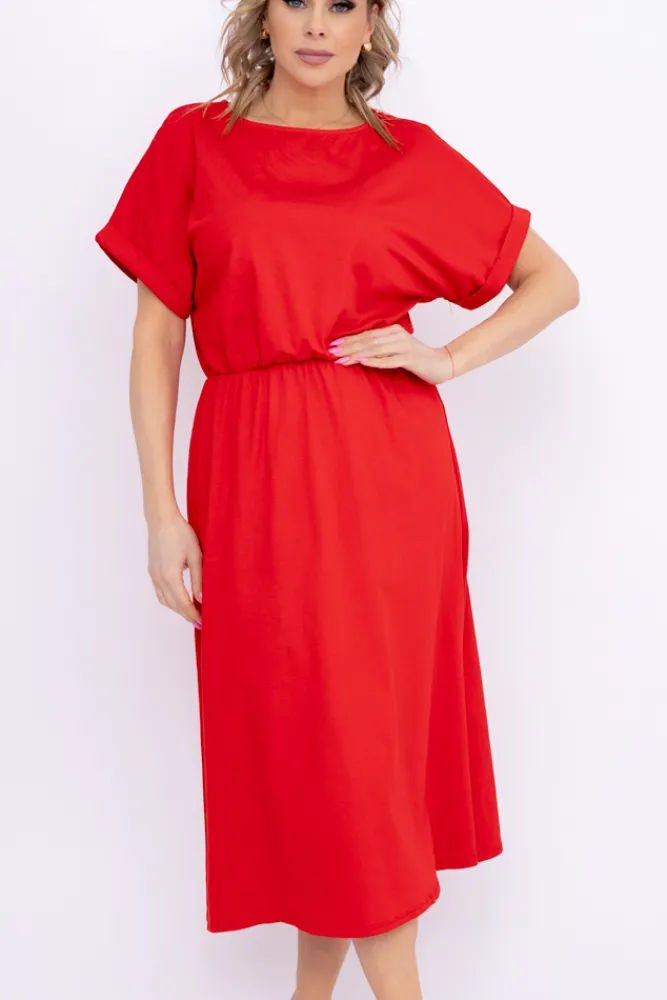 Włoski Czerwona Sukienka MARISTA