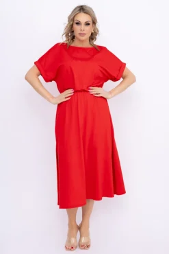Włoski Czerwona Sukienka MARISTA