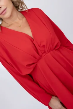 Włoski Czerwona Sukienka MAURI