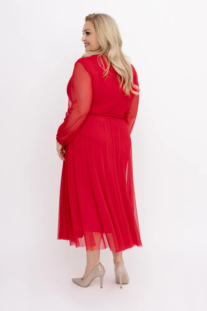 Włoski Czerwona Sukienka siateczkowa MANTARI