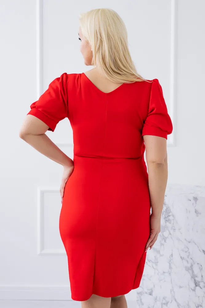 Włoski Czerwona Sukienka z marszczeniem XIOPI
