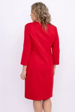 Polski Czerwona Sukienka z suwakiem SALMARIS