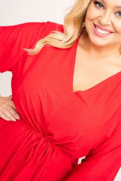 Damskie Polski Czerwona Tunika brokatowa HORUZI