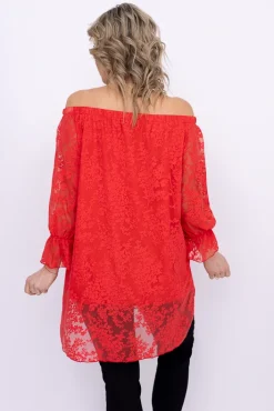 Damskie Polski Czerwona Tunika koronkowa BENITO