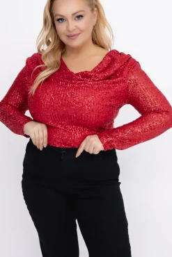 Damskie Włoski Czerwone Body cekinowe MUSSILO