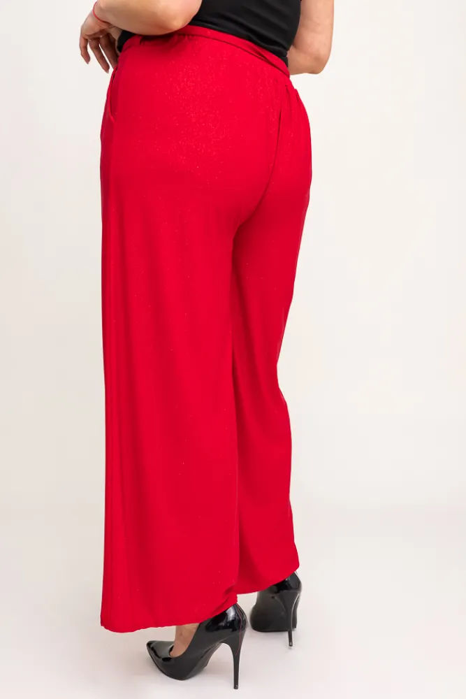 Damskie Polski Czerwone Spodnie kuloty brokatowe WIGIO
