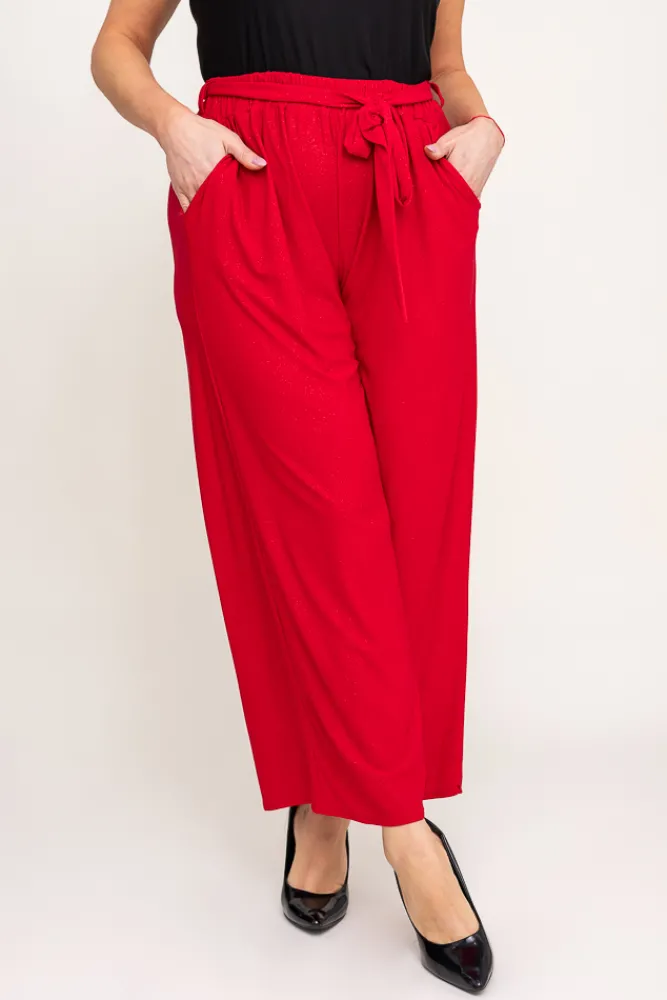 Damskie Polski Czerwone Spodnie kuloty brokatowe WIGIO