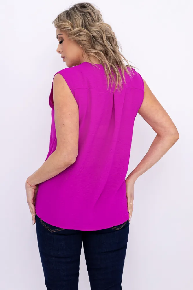 Damskie Włoski Fioletowa Bluzka z żabotem ZENTIO