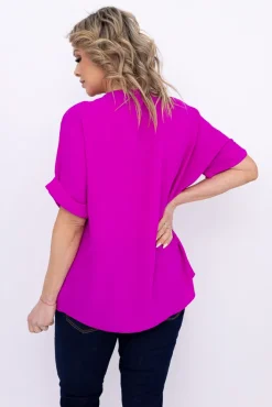 Damskie Włoski Fioletowa Bluzka z rozsuwanym dekoltem EKIUZI