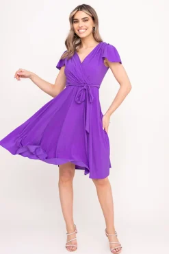 Polski Fioletowa Sukienka brokatowa GENVELI