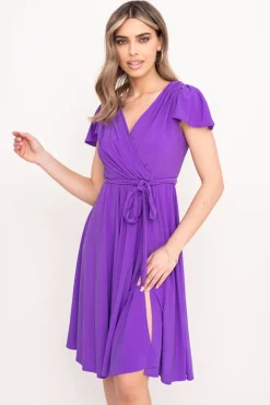 Polski Fioletowa Sukienka brokatowa GENVELI