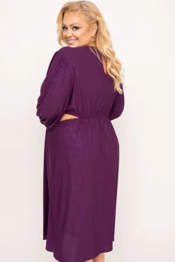 Polski Fioletowa Sukienka brokatowa ELEKTI