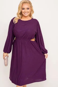 Polski Fioletowa Sukienka brokatowa ELEKTI