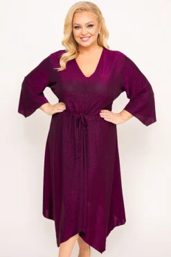 Polski Fioletowa Sukienka błyszcząca REZIO