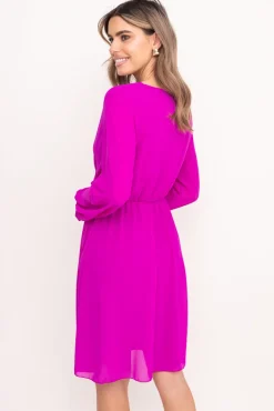 Włoski Fioletowa Sukienka Elegancka PERLA