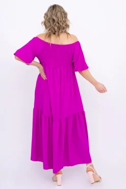 Włoski Fioletowa Sukienka FINURI