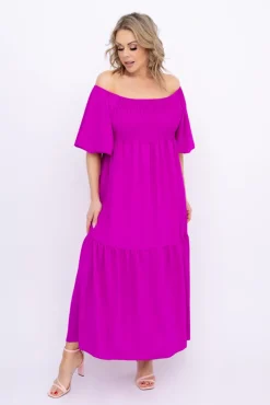 Włoski Fioletowa Sukienka FINURI