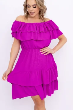 Włoski Fioletowa Sukienka hiszpanka VILIENO