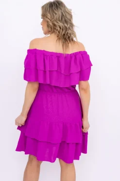 Włoski Fioletowa Sukienka hiszpanka VILIENO