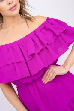 Włoski Fioletowa Sukienka hiszpanka VILIENO