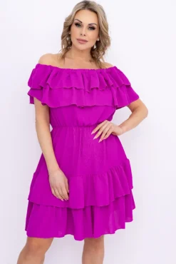 Włoski Fioletowa Sukienka hiszpanka VILIENO