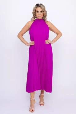 Włoski Fioletowa Sukienka plisowana JAKARTA