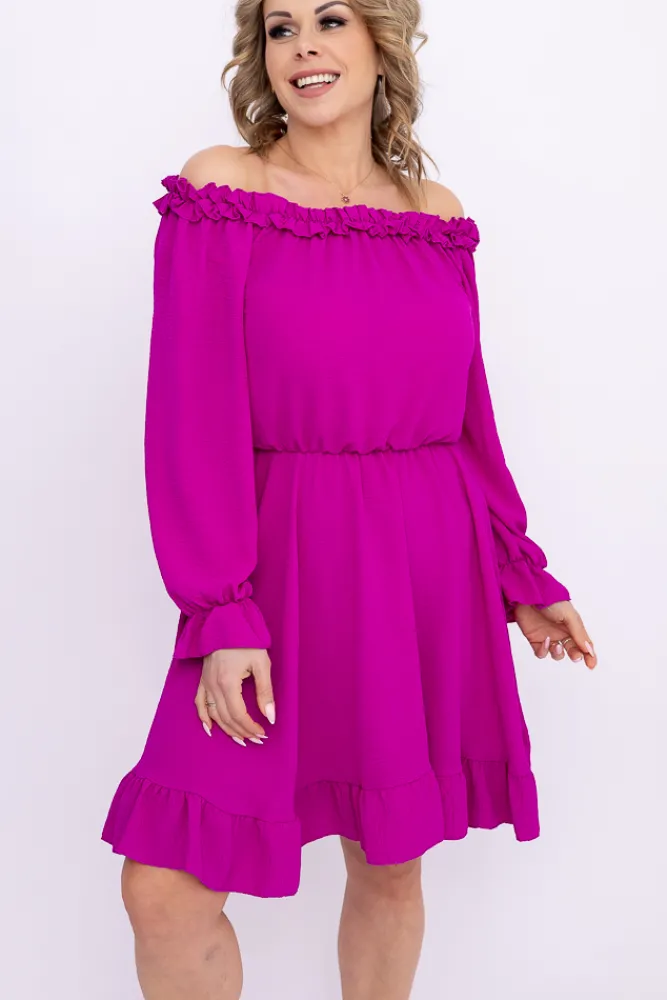 Włoski Fioletowa Sukienka z falbanką SEVELIEN