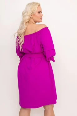 Włoski Fioletowa Sukienka z paskiem VOUGI