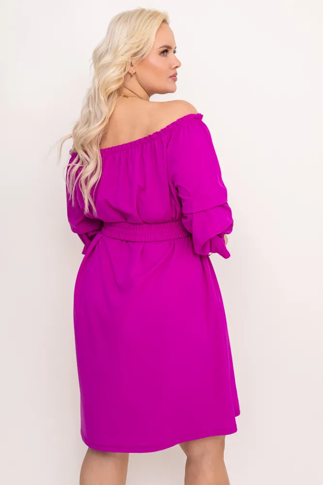 Włoski Fioletowa Sukienka z paskiem VOUGI