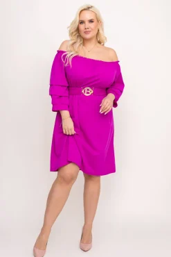 Włoski Fioletowa Sukienka z paskiem VOUGI