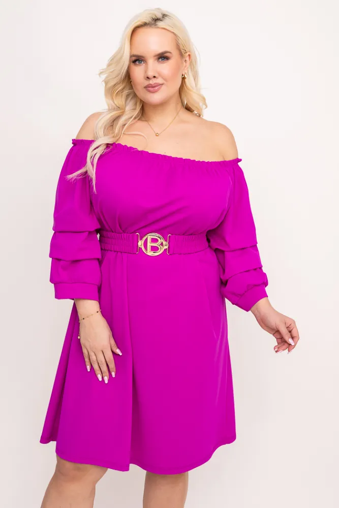 Włoski Fioletowa Sukienka z paskiem VOUGI