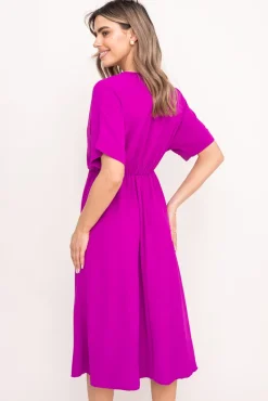 Włoski Fioletowa Sukienka z rozsuwanym dekoltem TRIZI