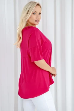 Damskie Polski Fuksjowa Bluzka KONTISIO