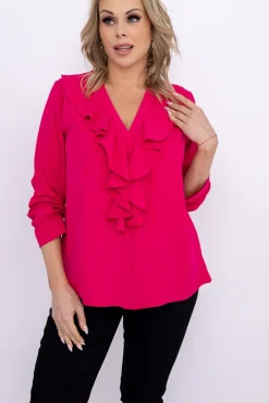 Damskie Włoski Fuksjowa Bluzka z żabotem GENESIS