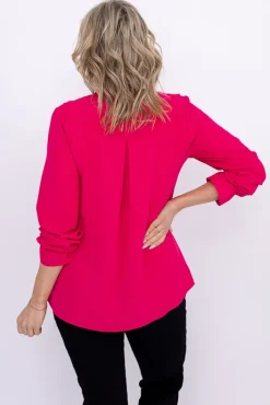 Damskie Włoski Fuksjowa Bluzka z żabotem GENESIS