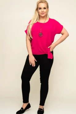 Damskie Włoski Fuksjowa Bluzka z wisiorkiem FAIRY