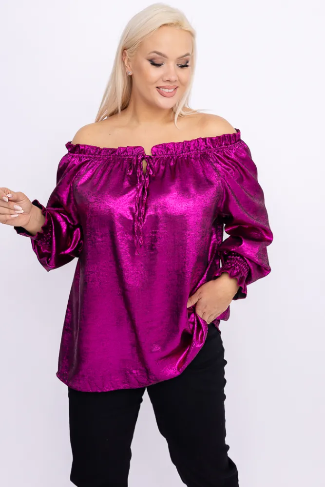 Damskie Włoski Fuksjowa błyszcząca Bluzka ZOI
